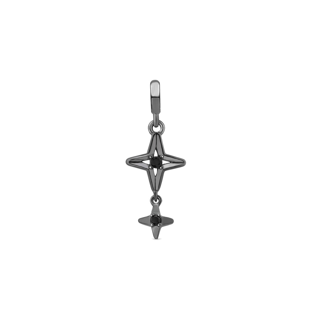 Pingente Life Signature Estrelas em Prata 925 com Banho de Ródio Negro e Pedras Negras