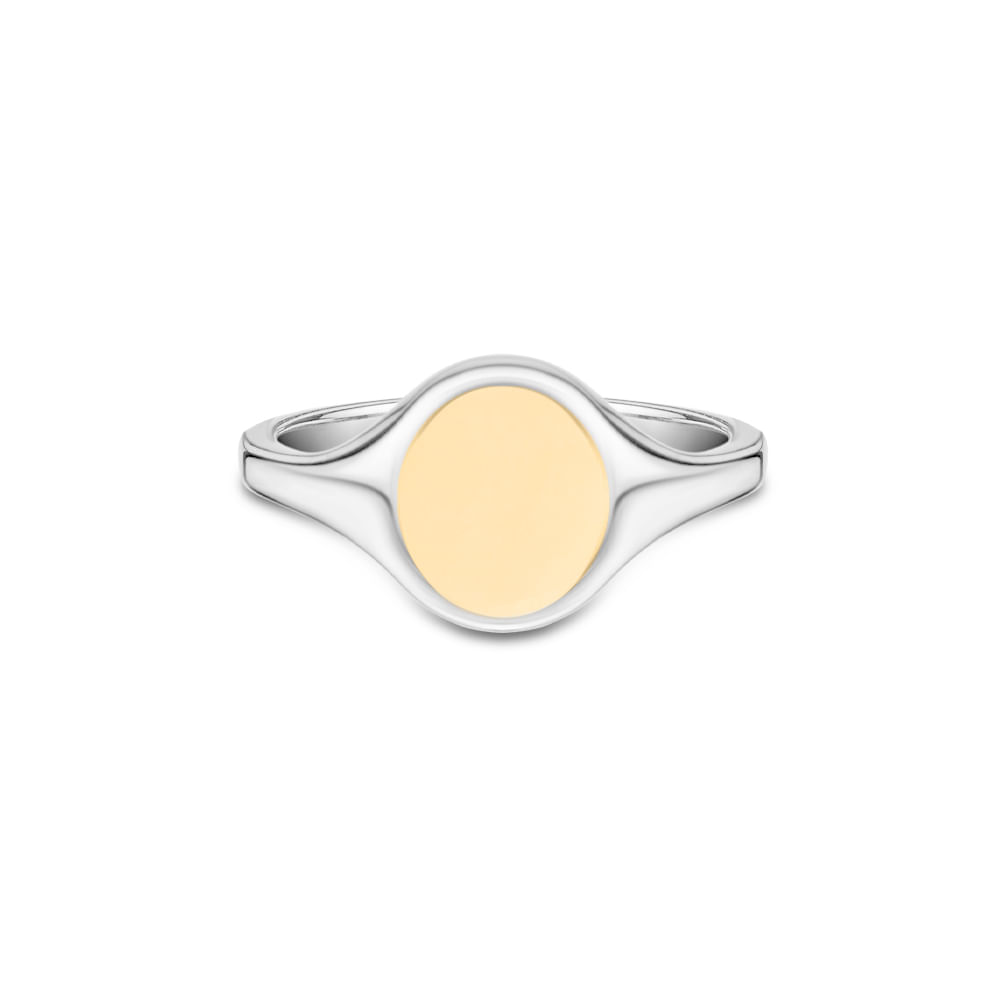 Anel Signet Personalizável em Prata 925 e Ouro Amarelo 18k