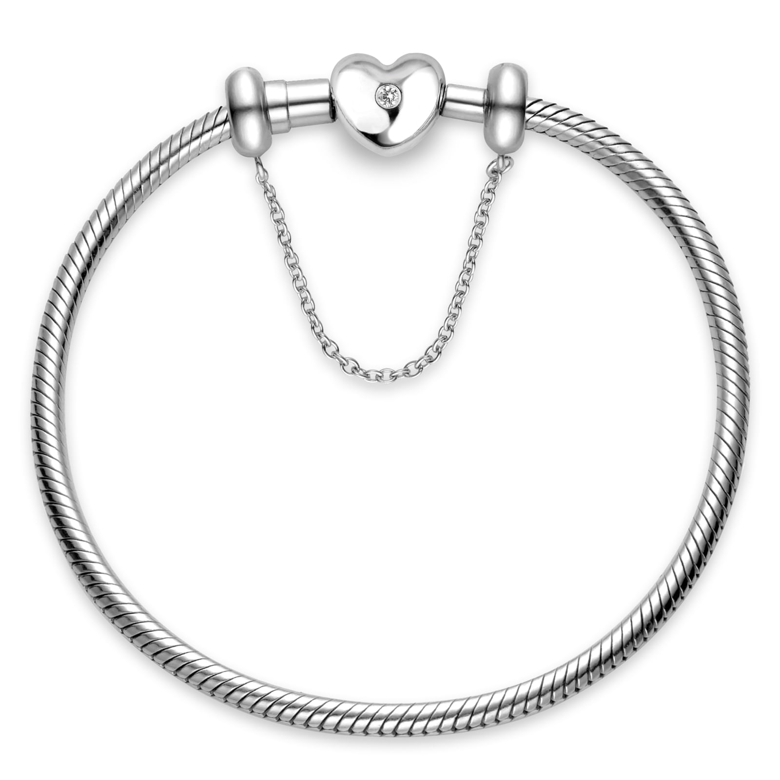 Pulseira Life Coração em Prata 925 com Topázio Incolor