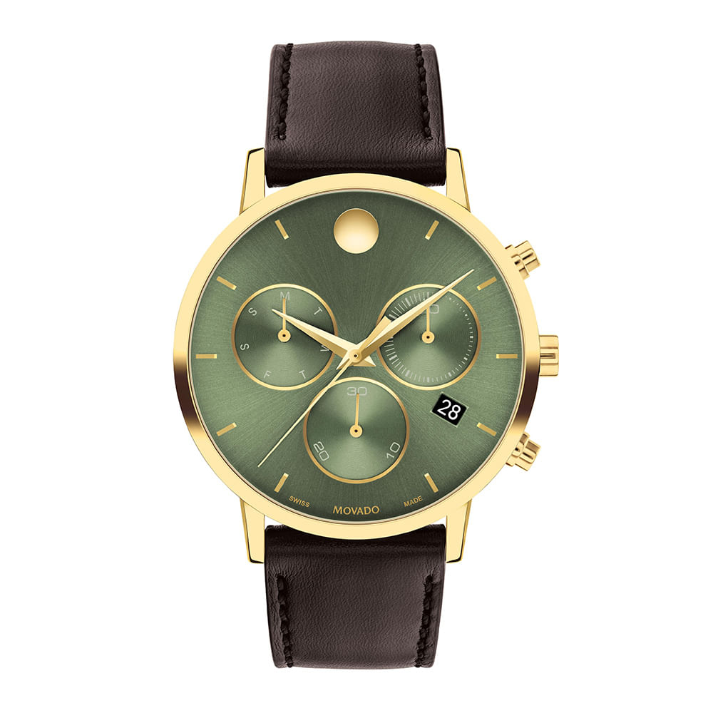 Relógio Movado Masculino Couro Marrom 607890