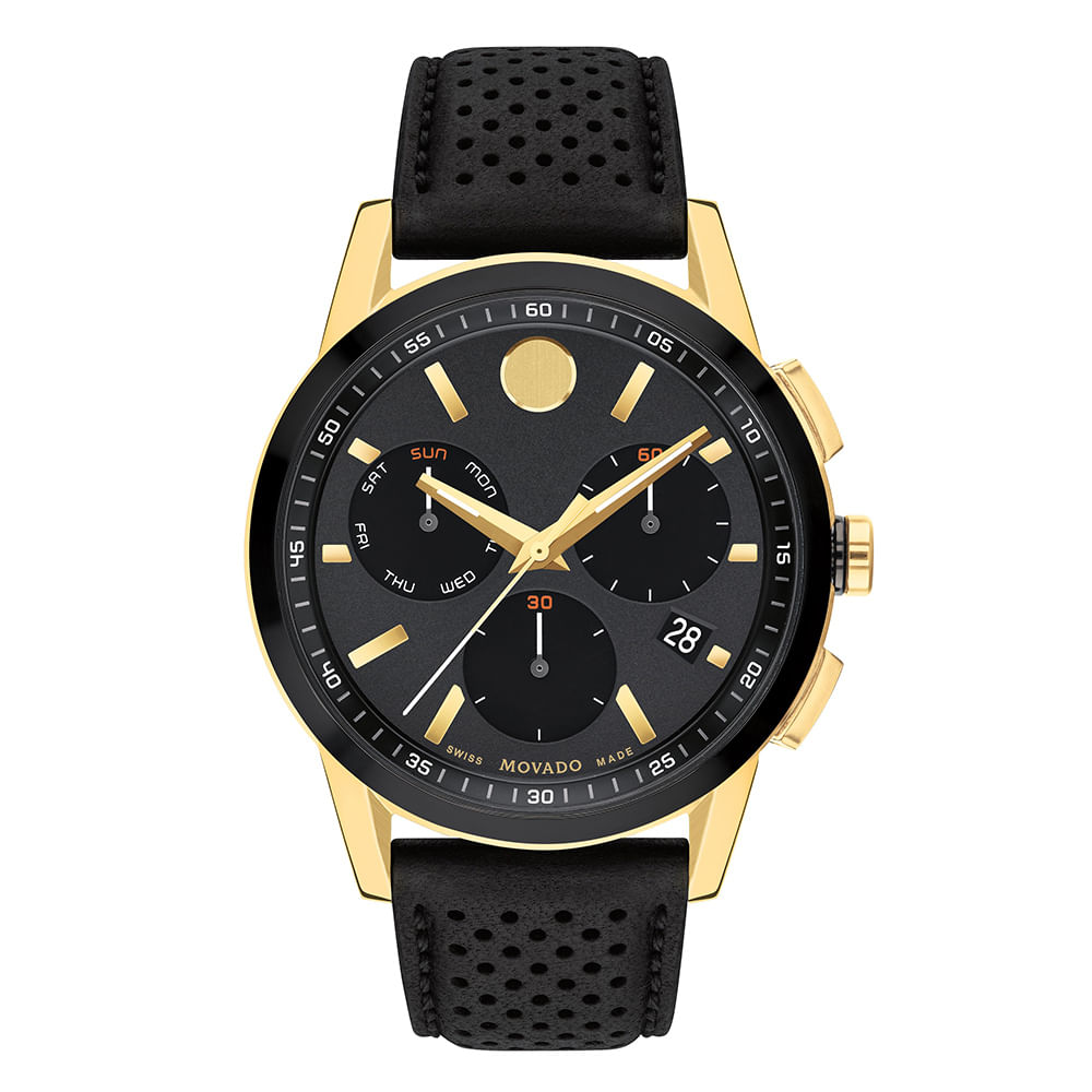 Relógio Movado Masculino Couro Preto 607898