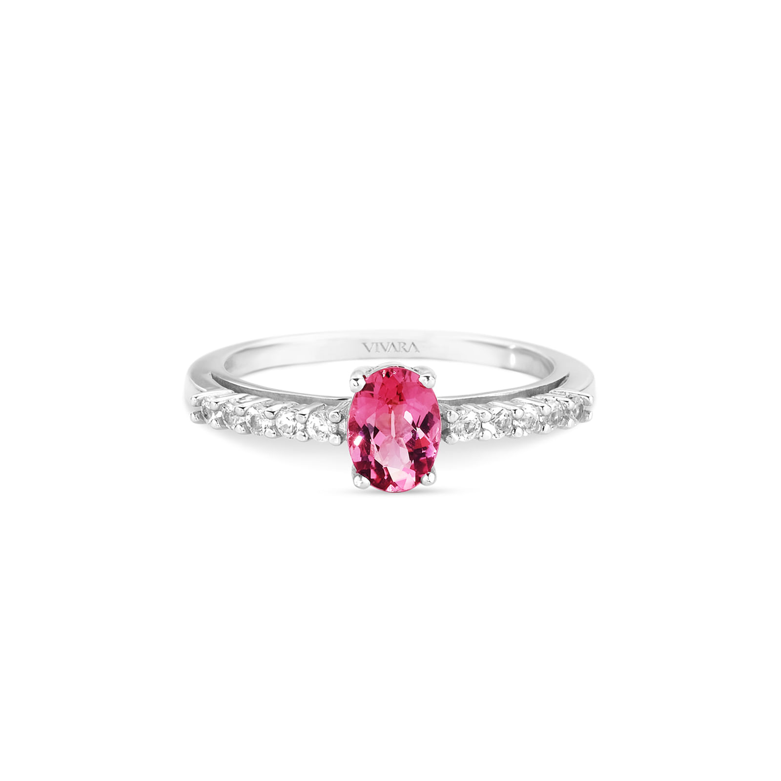 Anel Grace em Prata 925 com Turmalina Rosa e Safiras Incolores