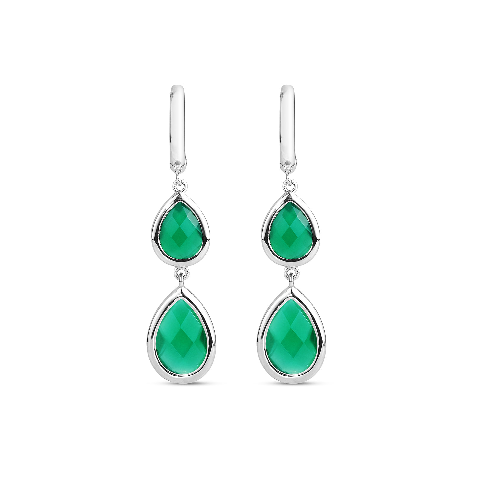 Brinco Ivy em Prata 925 com Ágatas Verdes