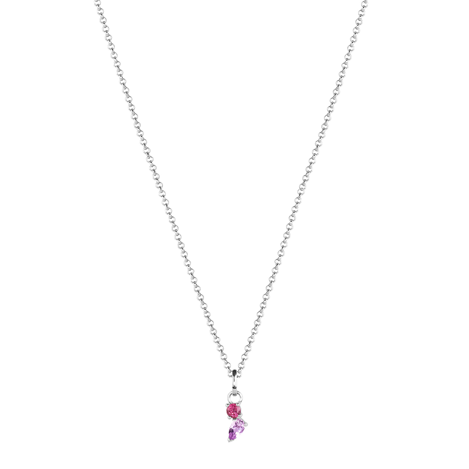 Colar Color em Prata 925 com Rodolita e Amestista, 45cm