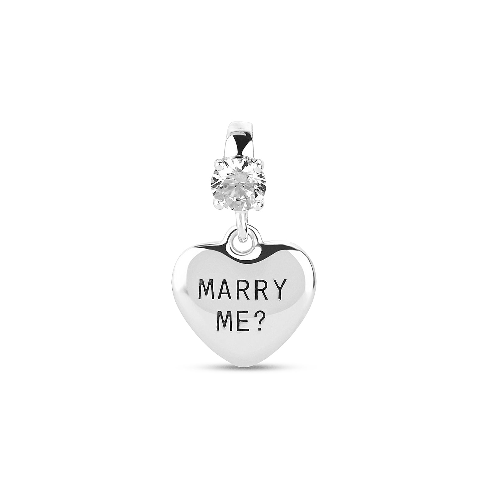 Pingente Life Marry Me? em Prata 925 com Pedras Incolores