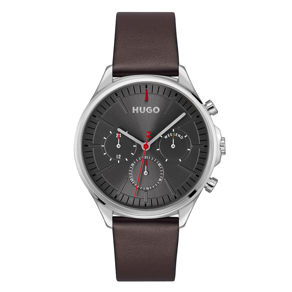Relógio Hugo Masculino Couro Marrom 1530407