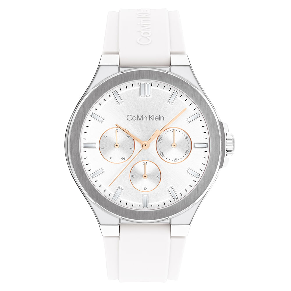 Relógio Calvin Klein Feminino Borracha Branco 25100106