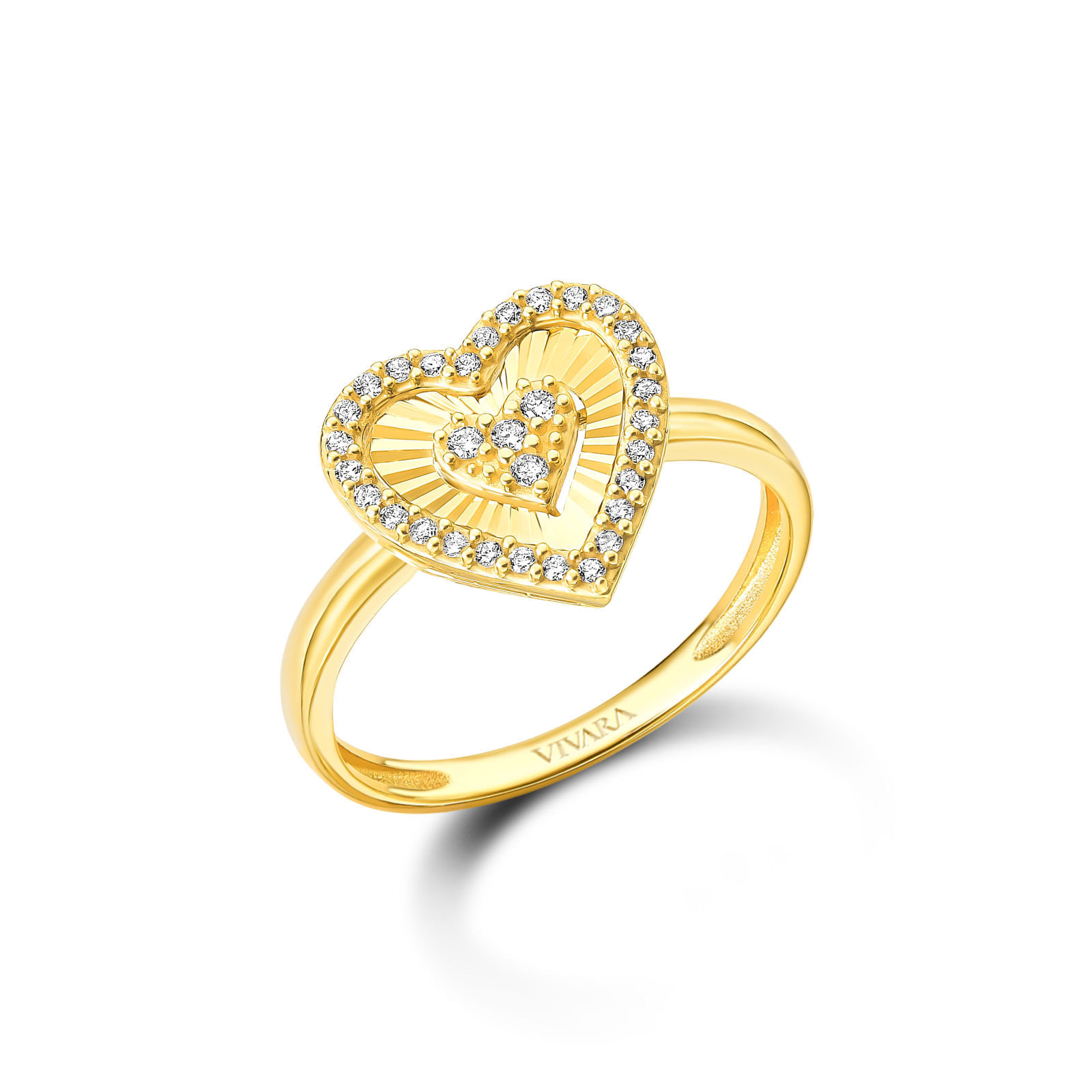 Anel Lumina II Coração em Ouro Amarelo 18k com Diamantes 0,18 ct