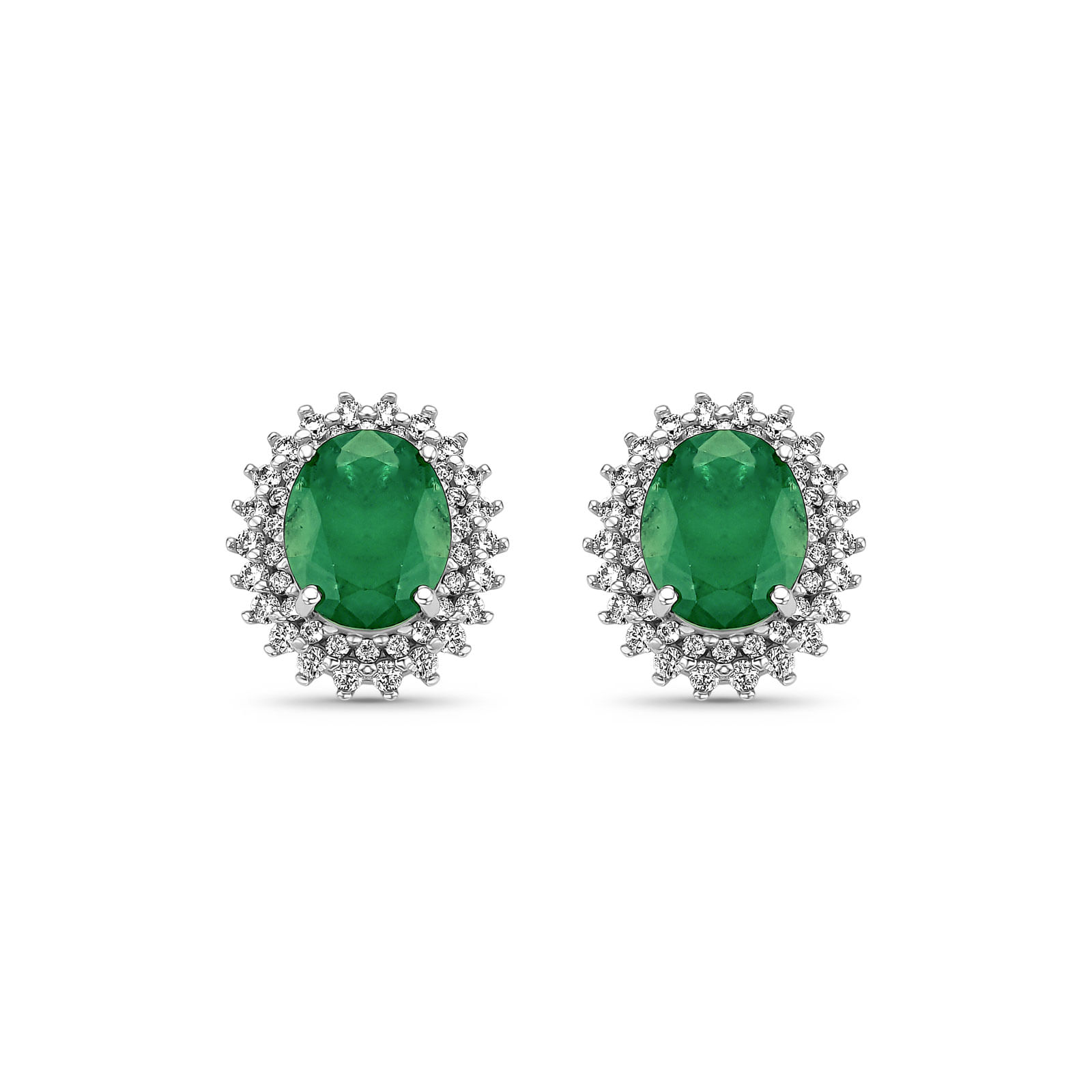 Brinco Classic em Ouro Branco 18k com Esmeralda e Diamantes 0,96 ct
