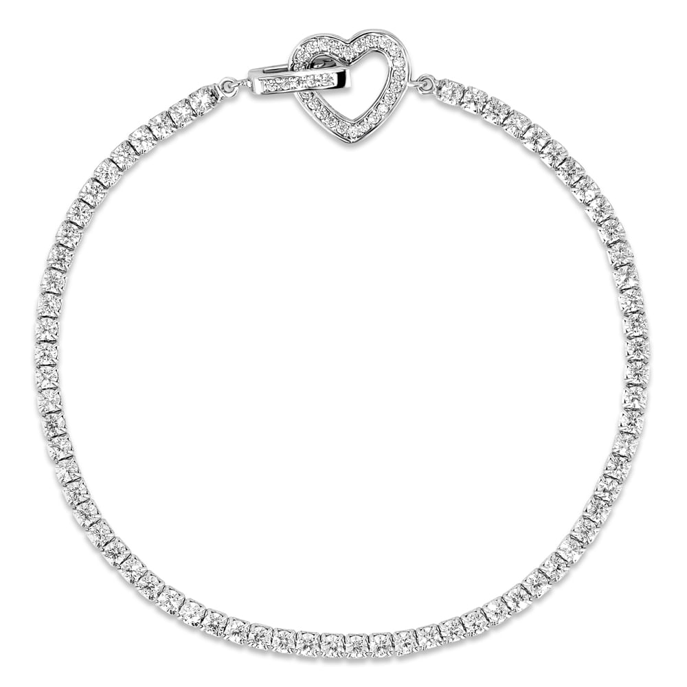 Pulseira Life Riviera Coração em Prata 925 com Pedras Incolores