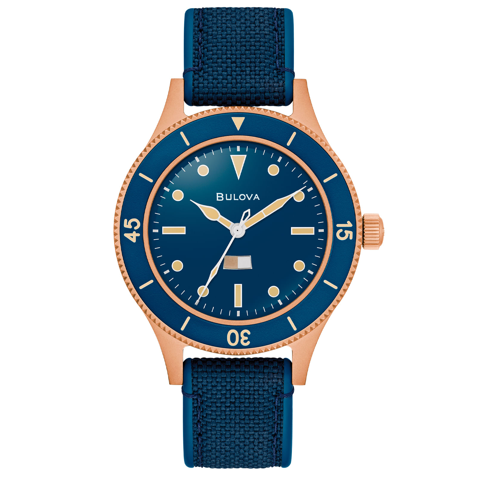 Relógio Bulova Mil Ships Masculino em Couro Azul 98A325N