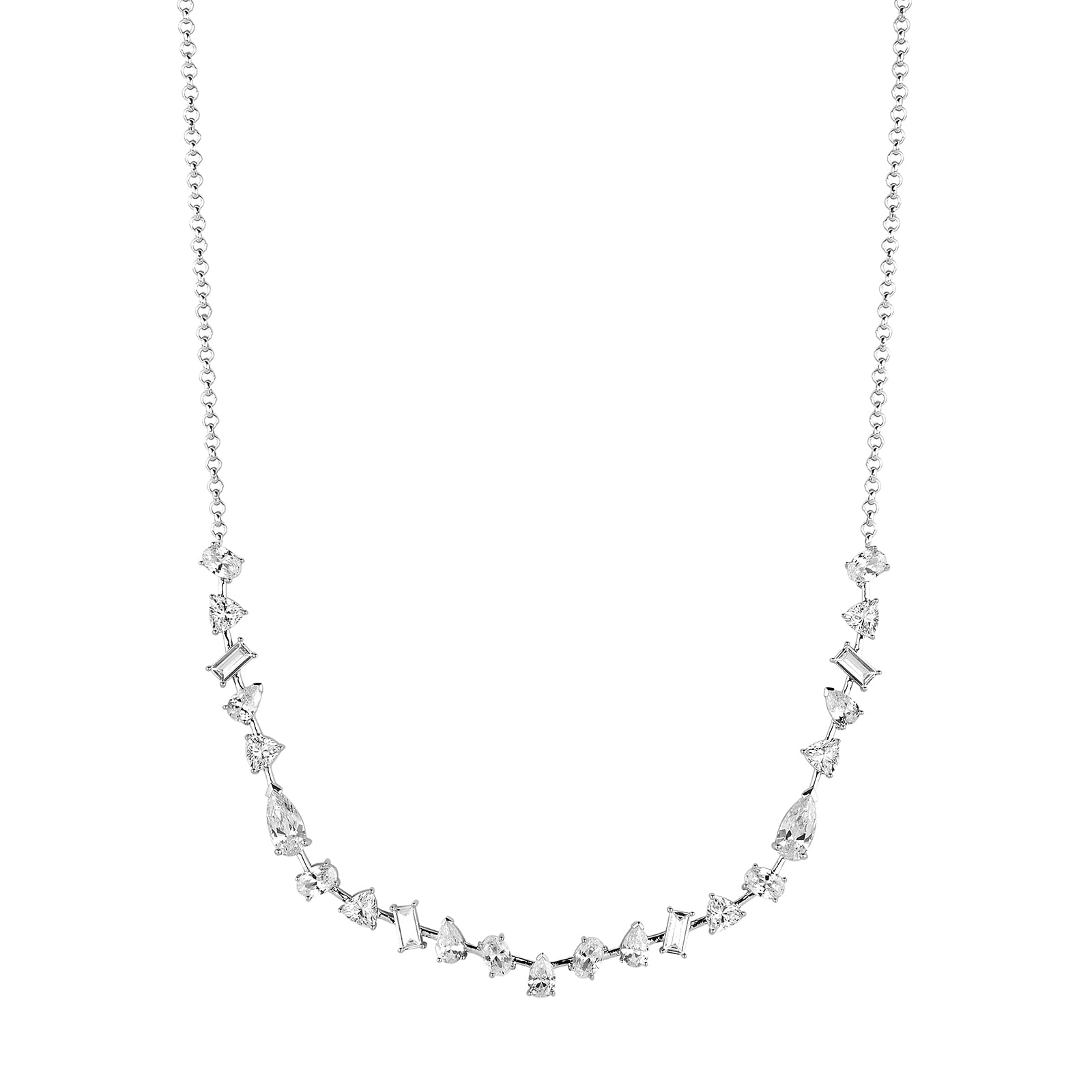 Colar Life Aspen em Prata 925 com Pedras Incolores, 45cm