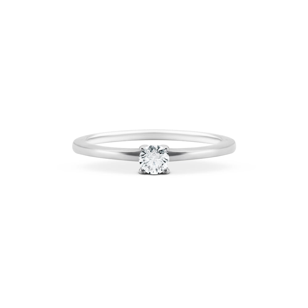 Anel Solitário Classic em Ouro Branco 18k com Diamante 0,18ct