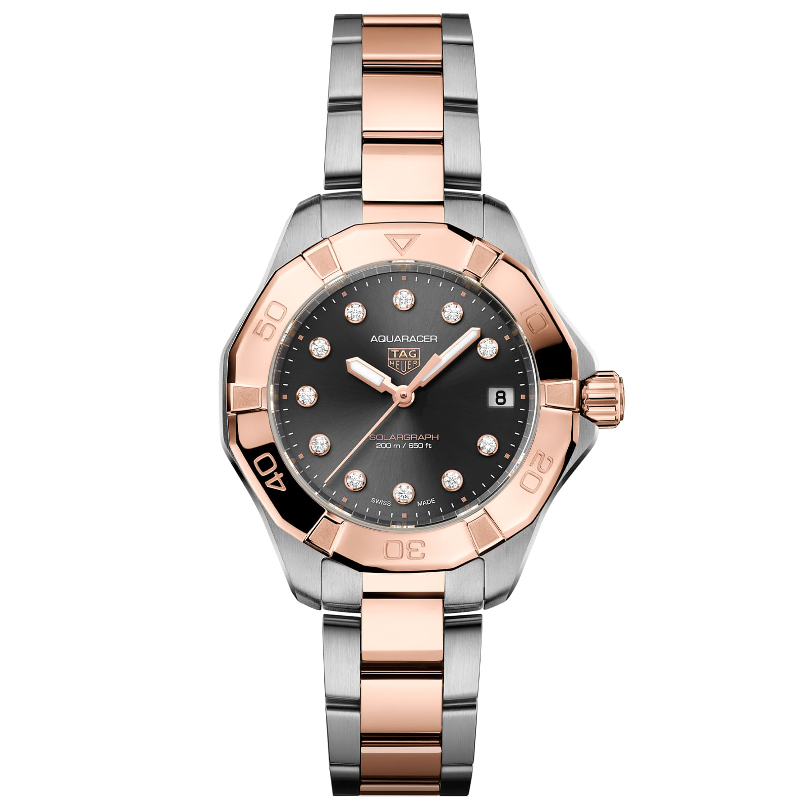 Relógio Tag Heuer Aquaracer Feminino Aço Prateado e Rosé WBP1324.BB0005
