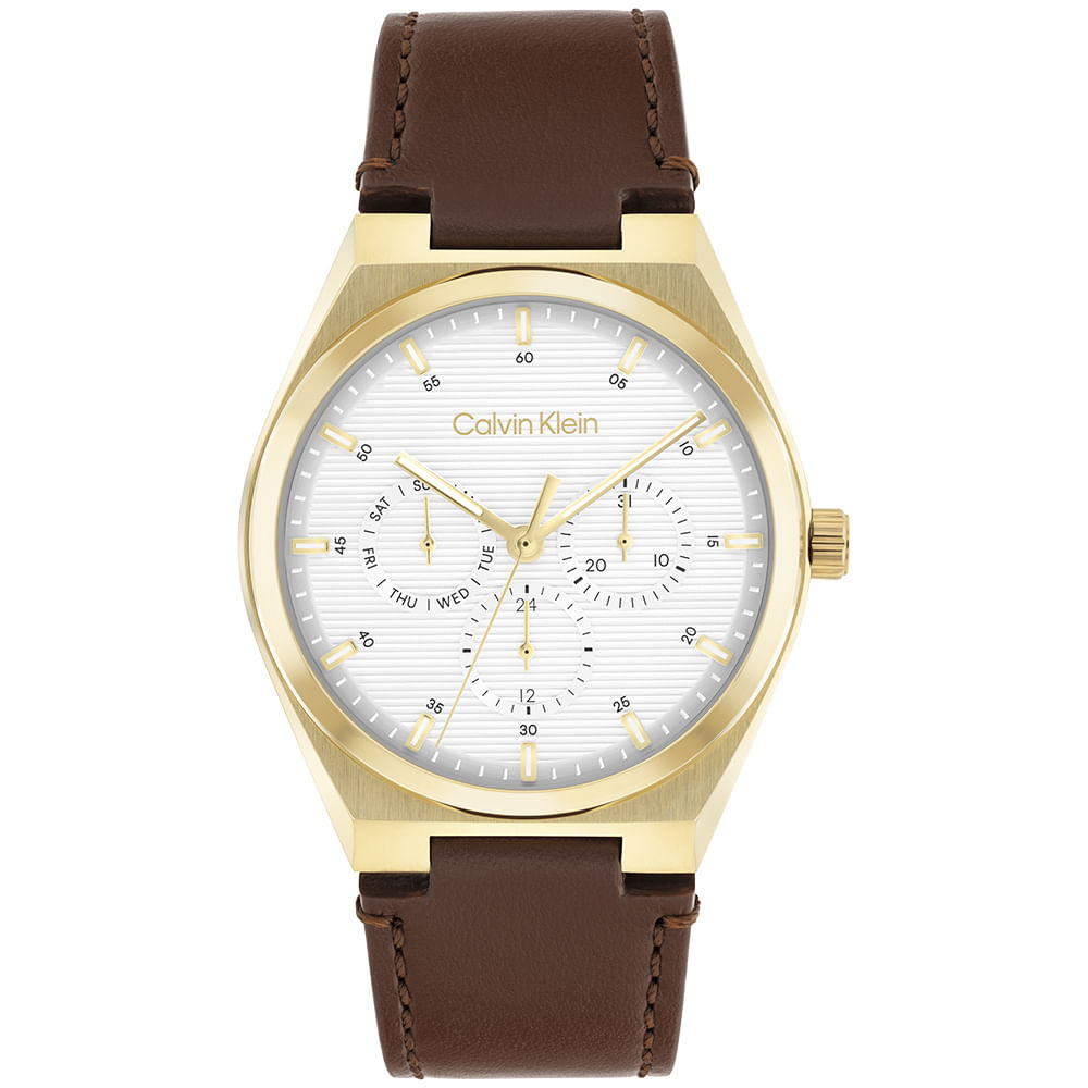 Relógio Calvin Klein CK Motion Masculino Couro Marrom 25200523