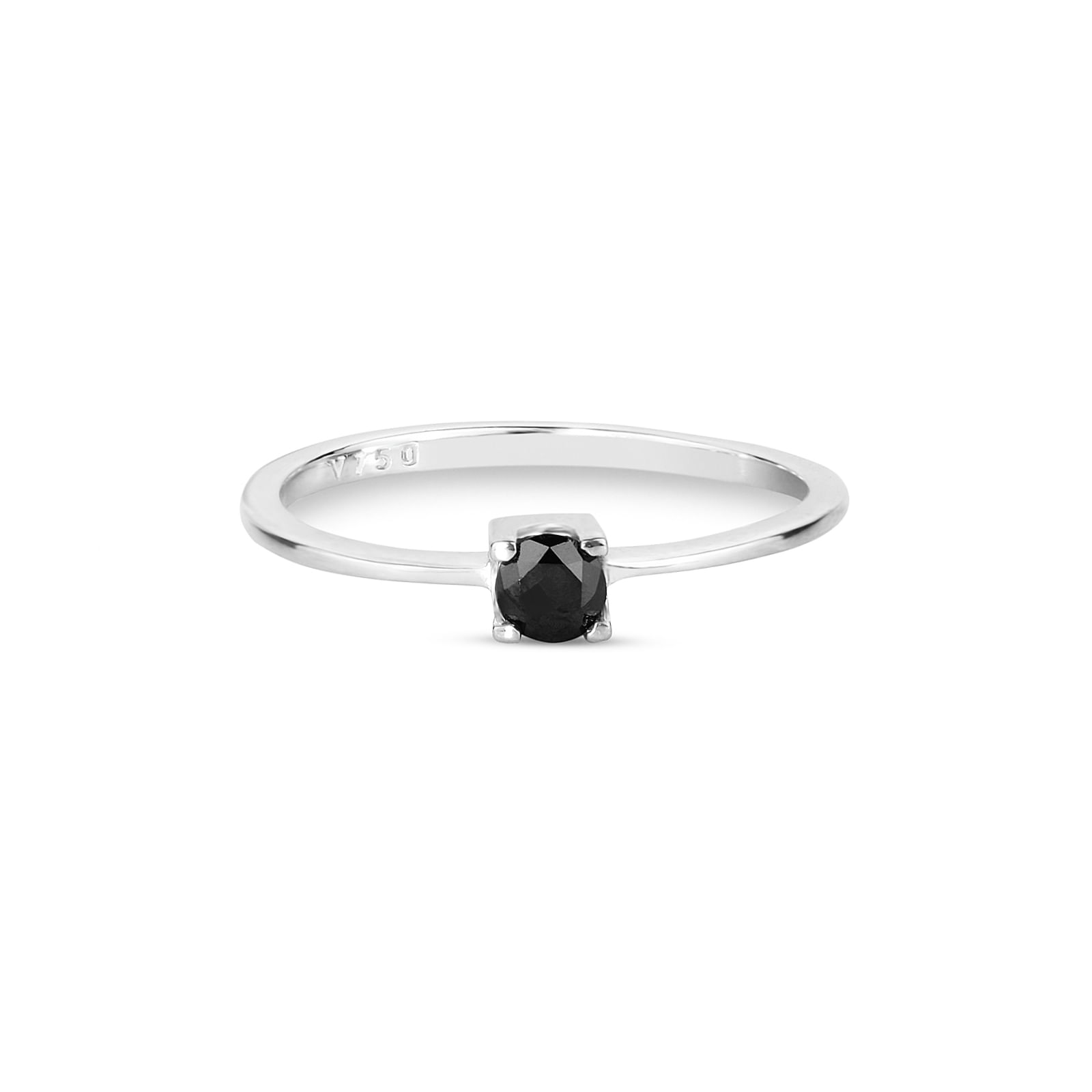 Anel Solitário Forever em Ouro Branco 18k com Diamante Negro 0,15 ct