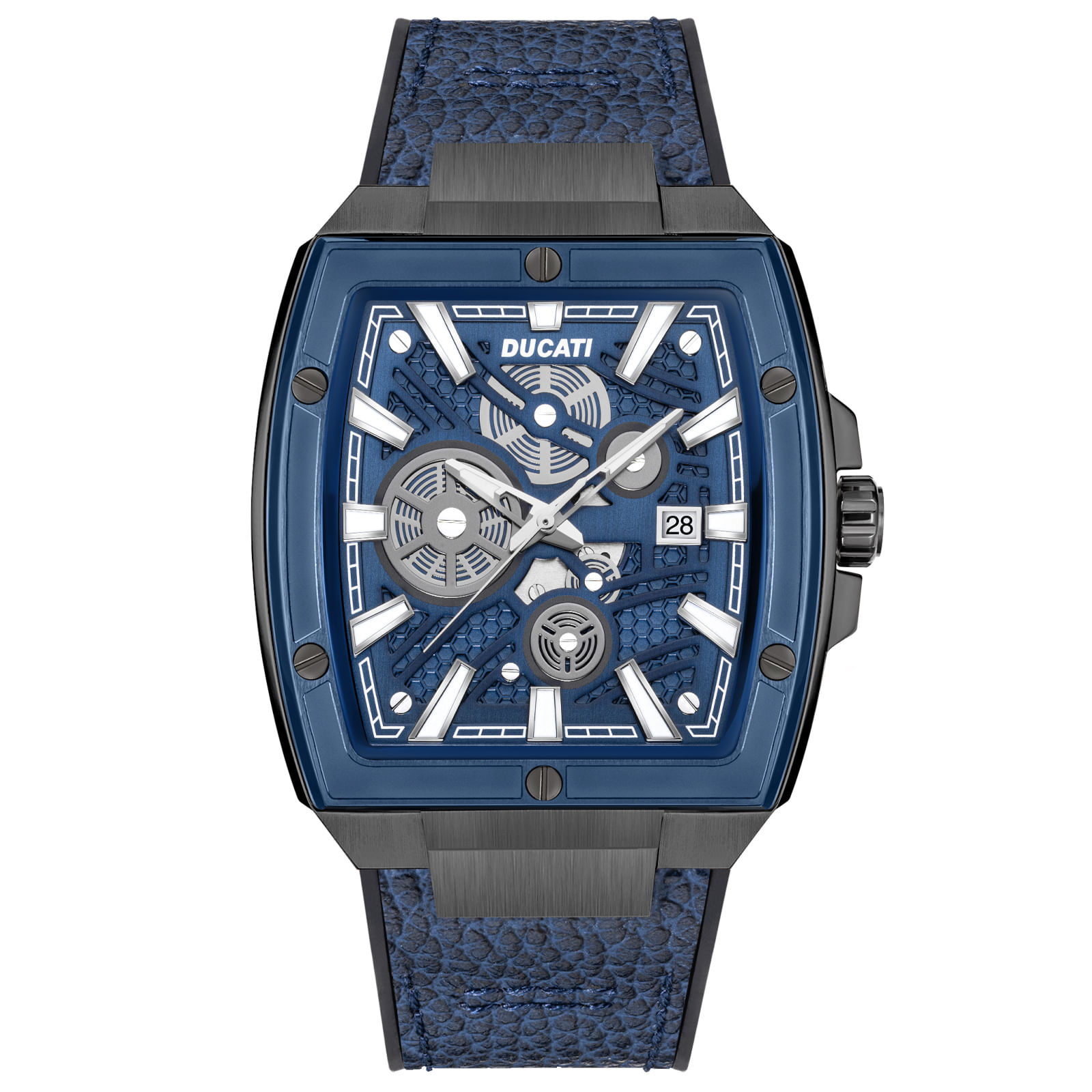 Relógio Ducati DT002 Masculino Silicone e Couro Azul DTWGB0000703