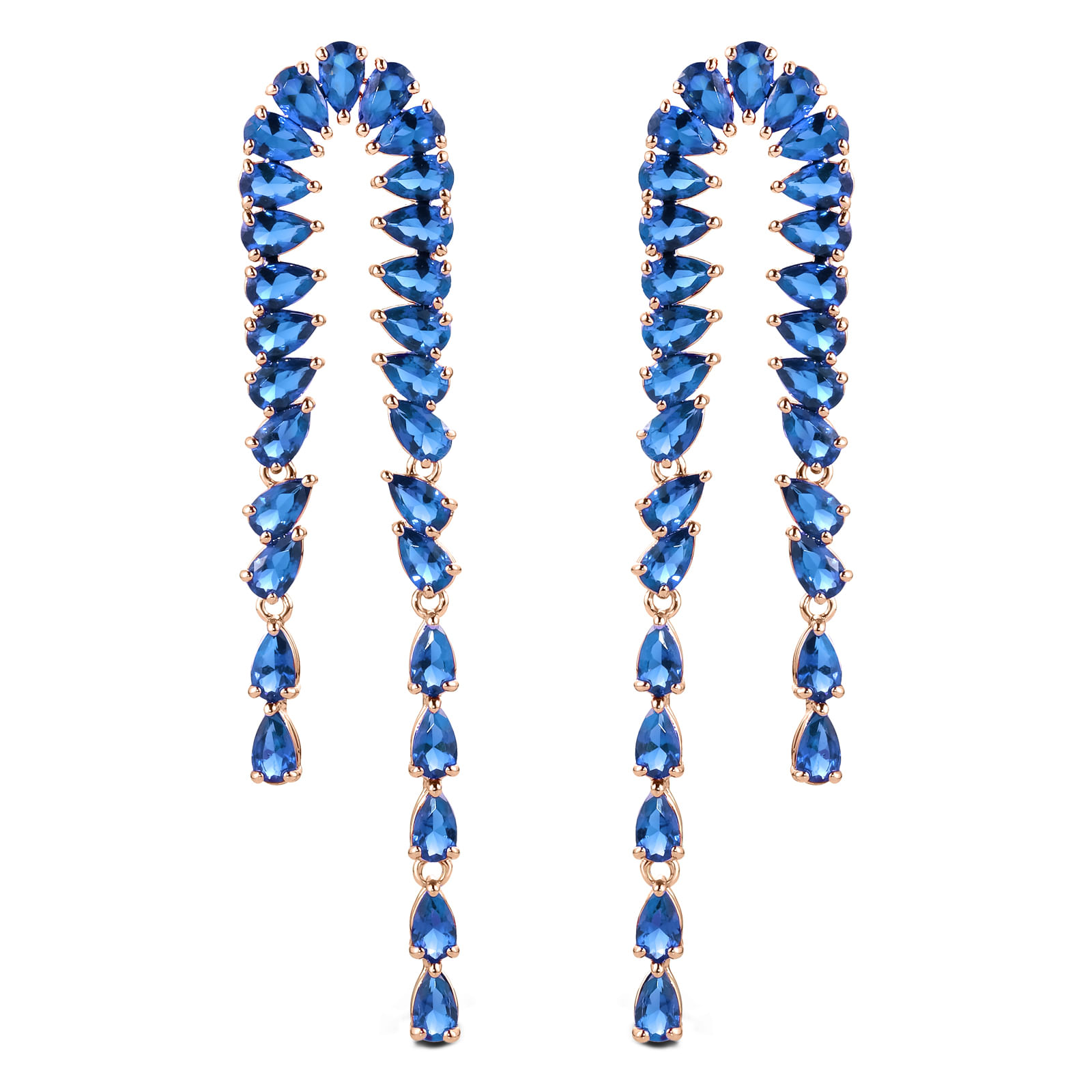 Brinco Life Lagoon em Liga Rosé com Banho de Ouro Rose 18k e Pedra Azul