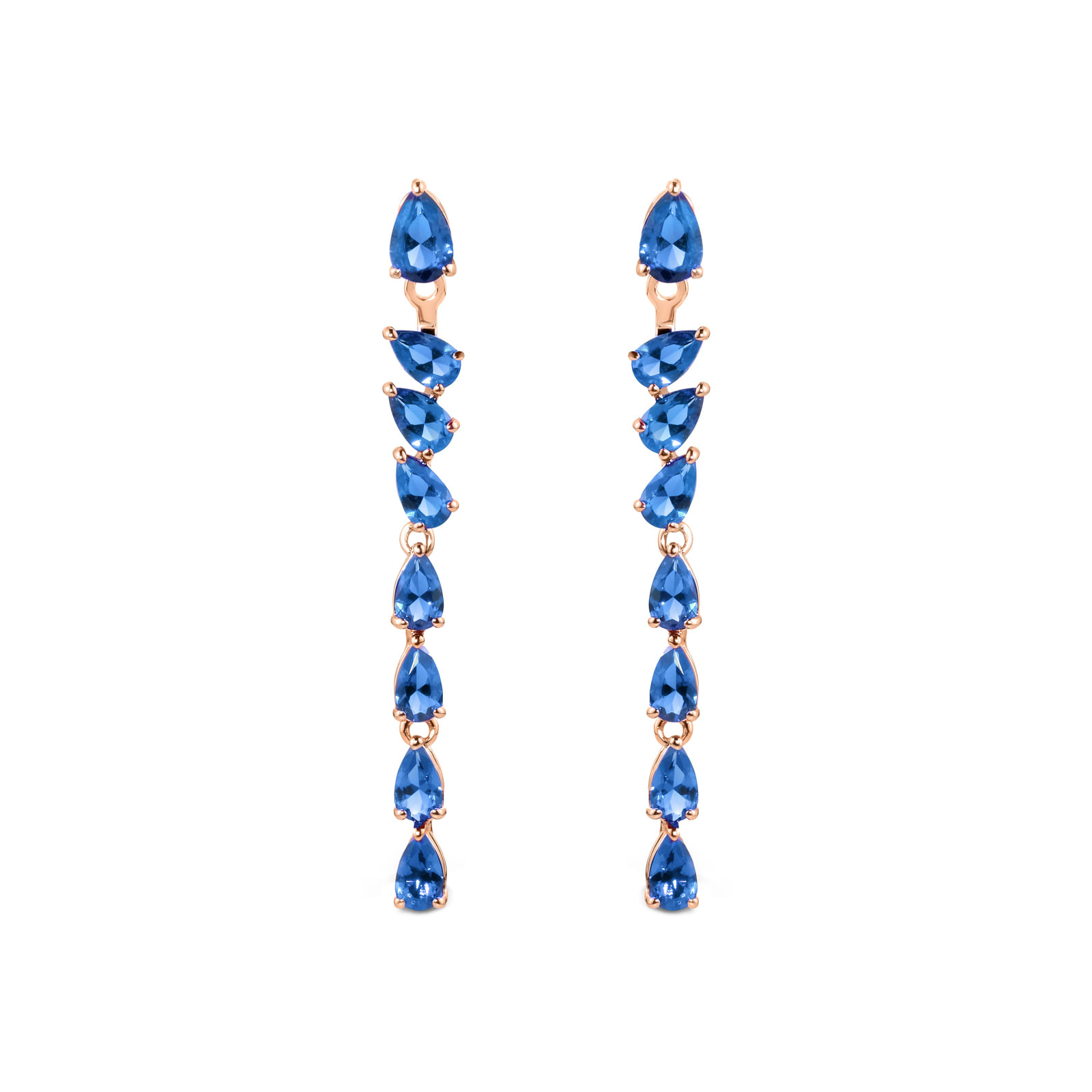 Brinco Life Lagoon em Liga Rosé com Banho de Ouro Rose 18k e Pedra Azul