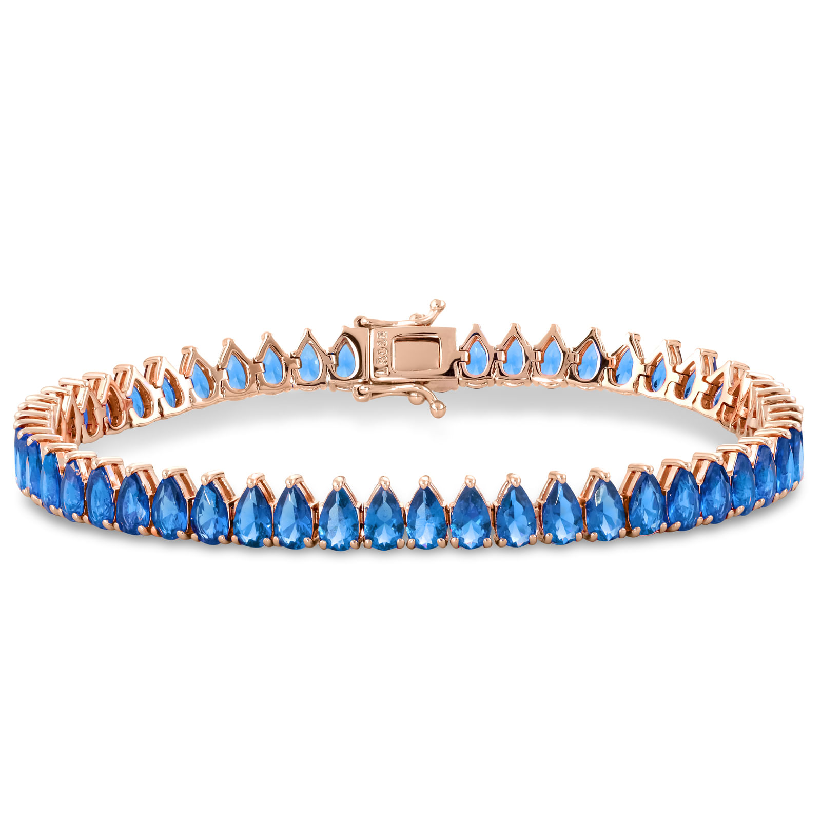 Pulseira Life Lagoon em Prata 925 com Banho Rosé 18k e Pedras Azul