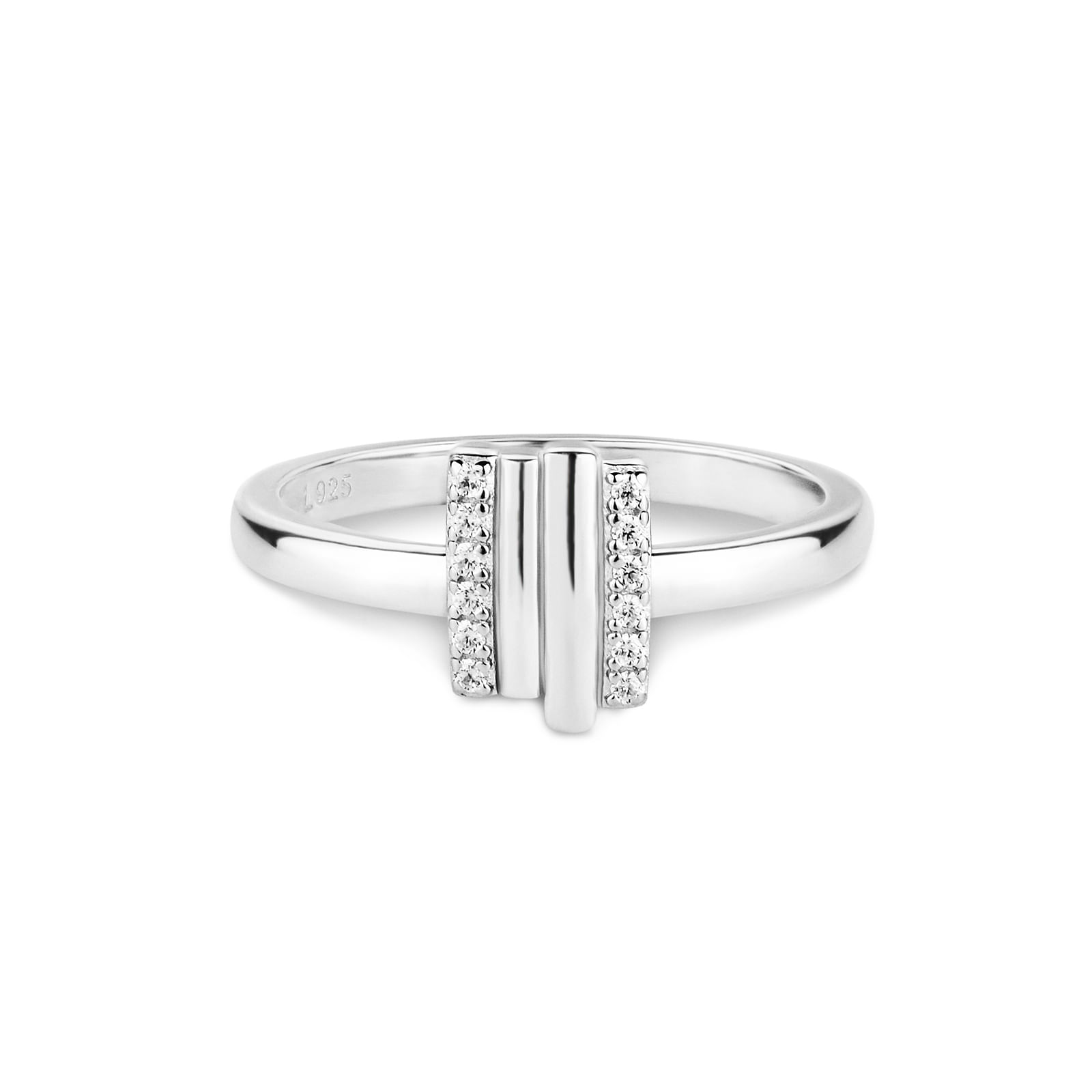 Anel Life Baguete Dunas em Prata 925 e Pedras Incolores