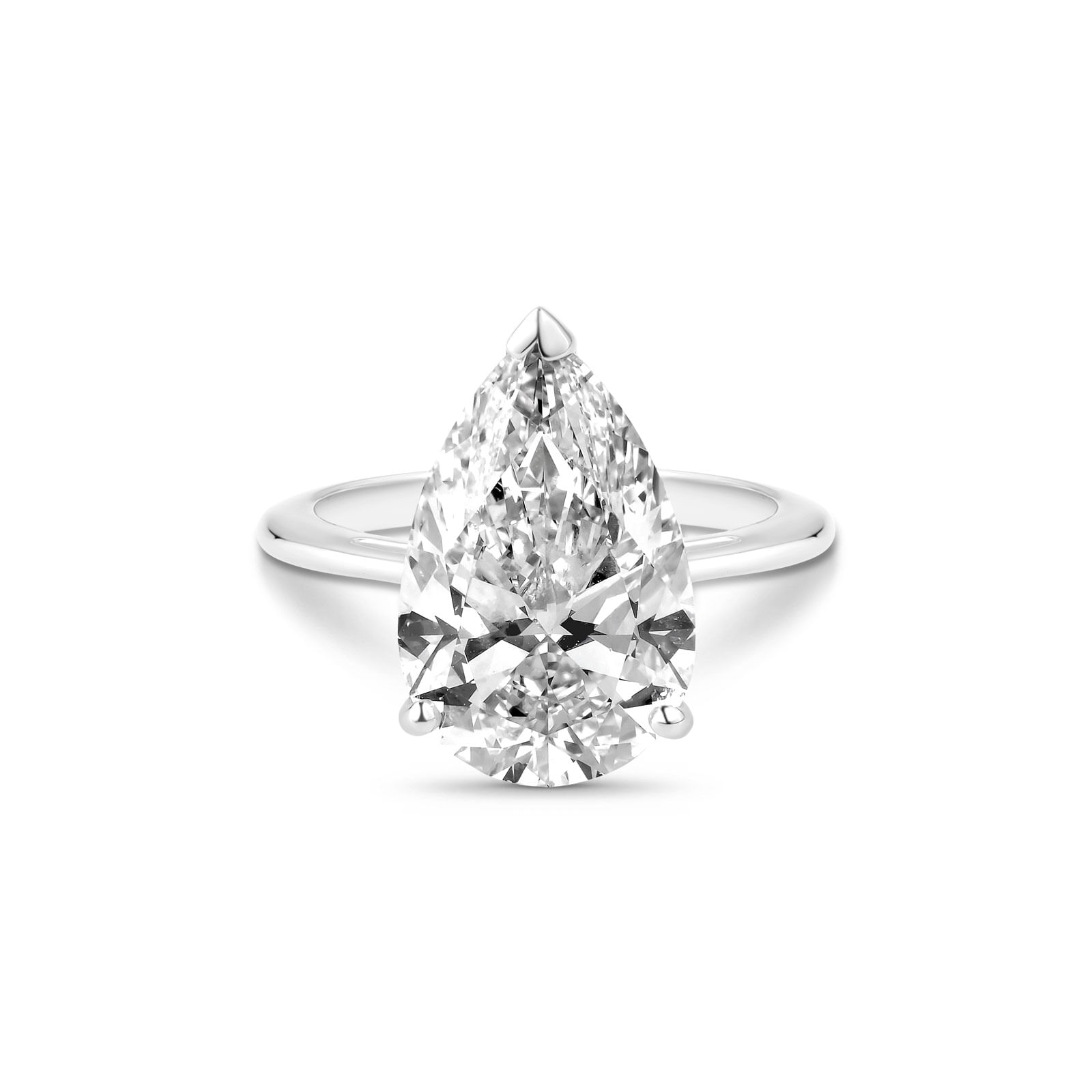 Anel Solitário Gota Cielo em Ouro Branco 18k com Diamante de Laboratório 5 ct