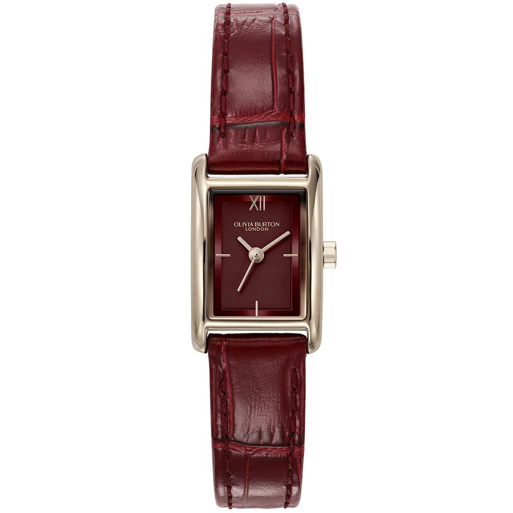 Relógio Olivia Burton Mini Grove Feminino em Couro Vinho 24000285