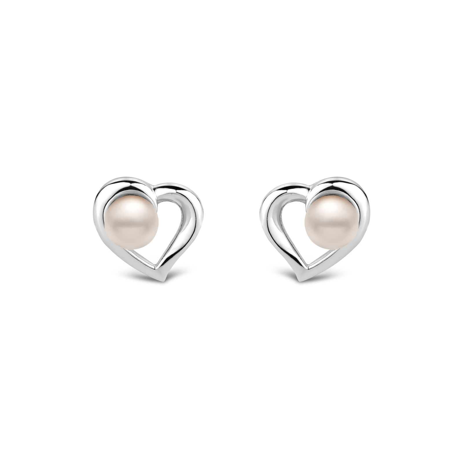 Brinco Life Lovely Coração em Prata 925 com Pérola