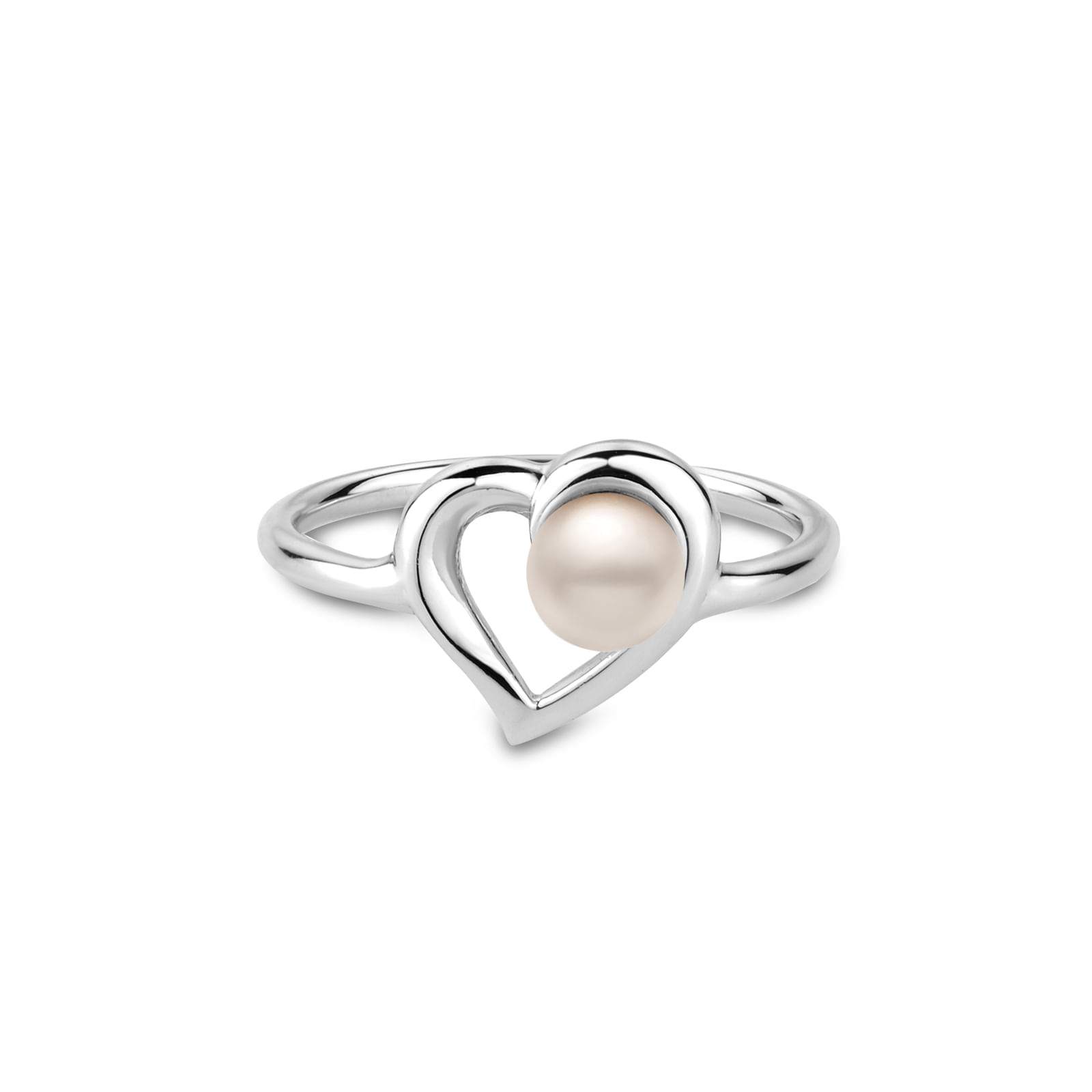Anel Life Lovely Coração em Prata 925 com Pérola