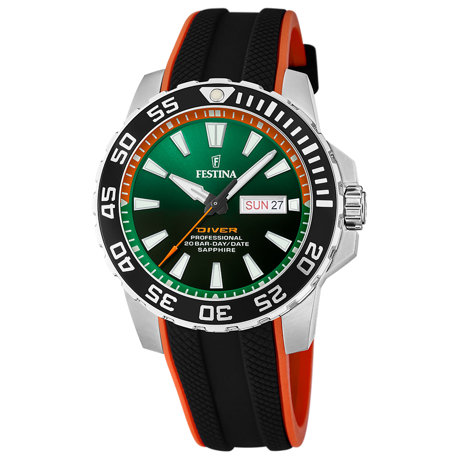 Relógio Festina The Originals Masculino Borracha Preto e Laranja
