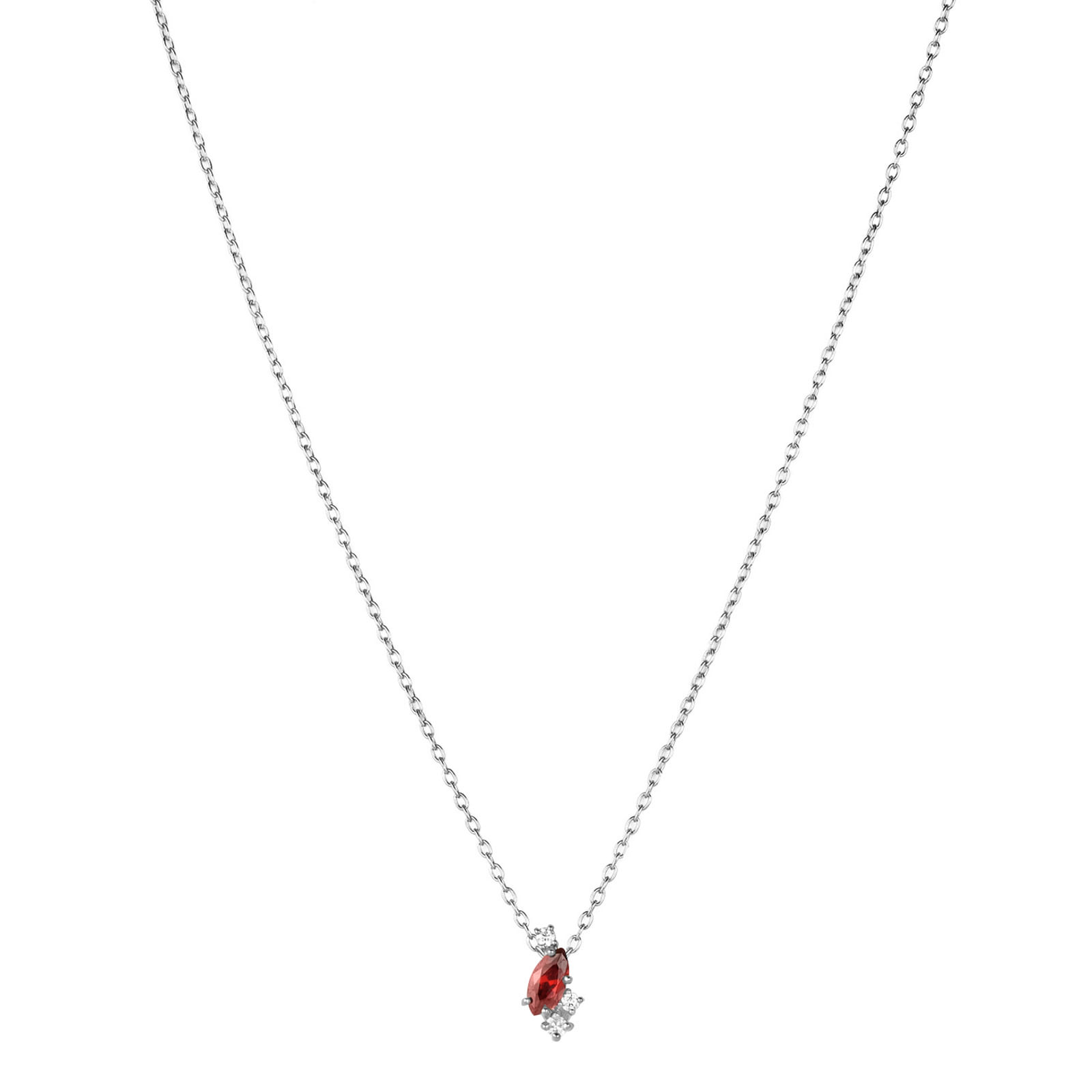 Colar Life Carmim em Prata 925 com Pedras Vermelhas e Incolores, 45cm