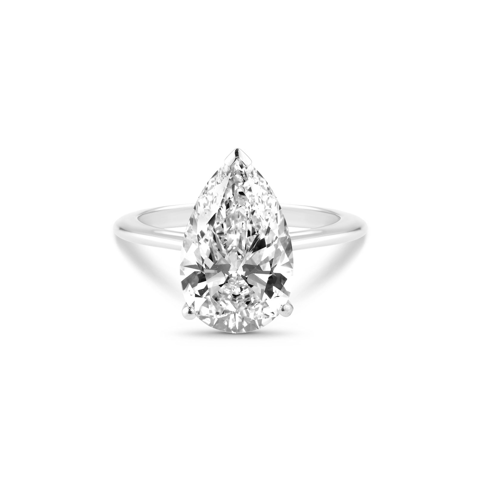 Anel Solitário Gota Cielo em Ouro Branco 18k com Diamante de Laboratório 7ct