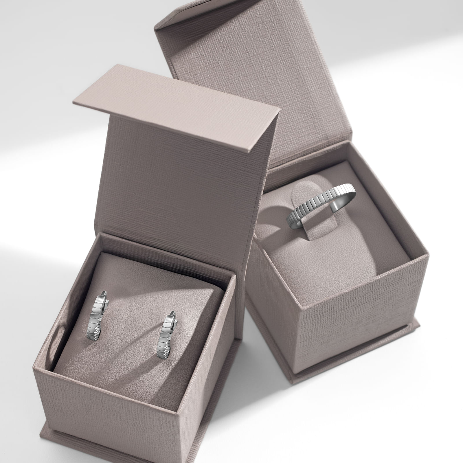 Kit Life Masculino III – Conjunto Anel + Brinco em Aço Inoxidável Prateado