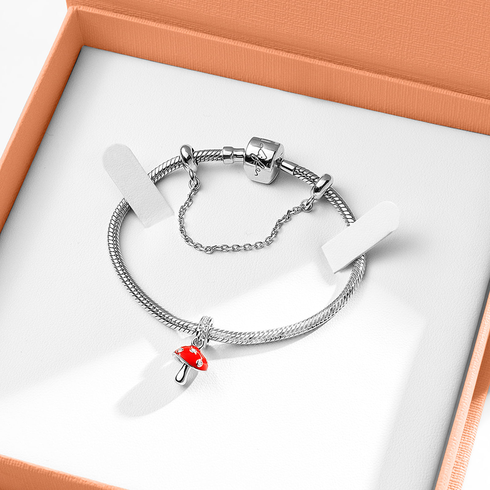 Kit Life Teen – Conjunto Pulseira em Prata 925 + Pingente Cogumelo