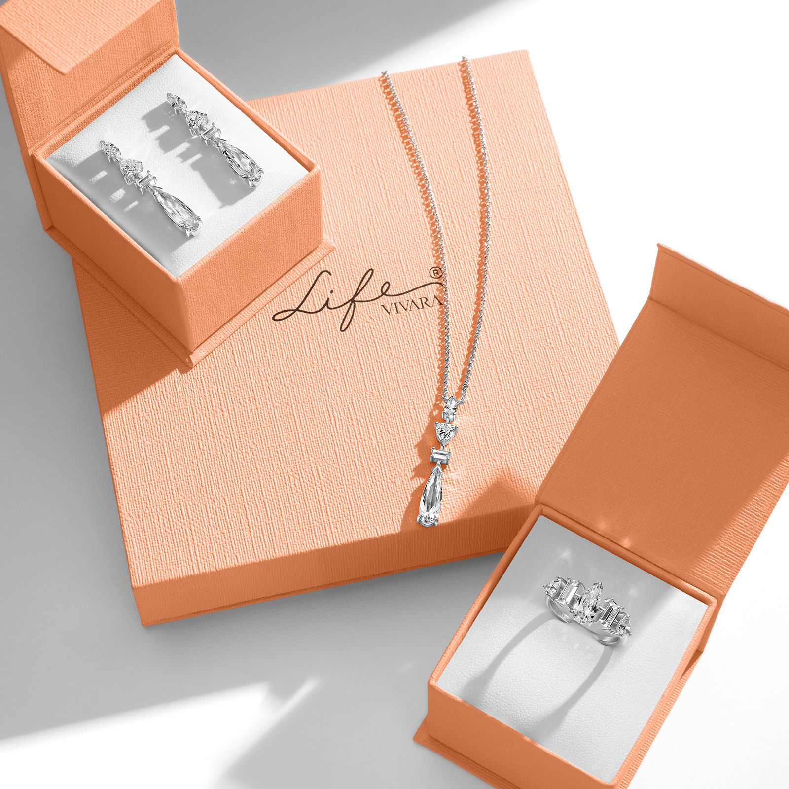 Kit Life Aspen – Conjunto Anel + Brinco + Colar em Prata 925