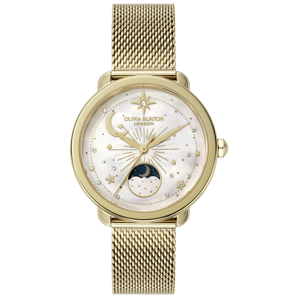 Relógio Olivia Burton Moonphase Feminino em Aço Dourado 24000299