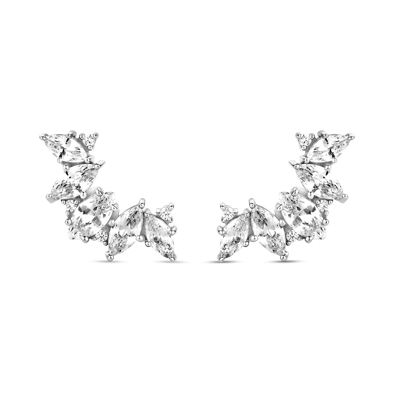 Brinco Ear Cuff Life Bride em Prata 925 com Pedras Incolores