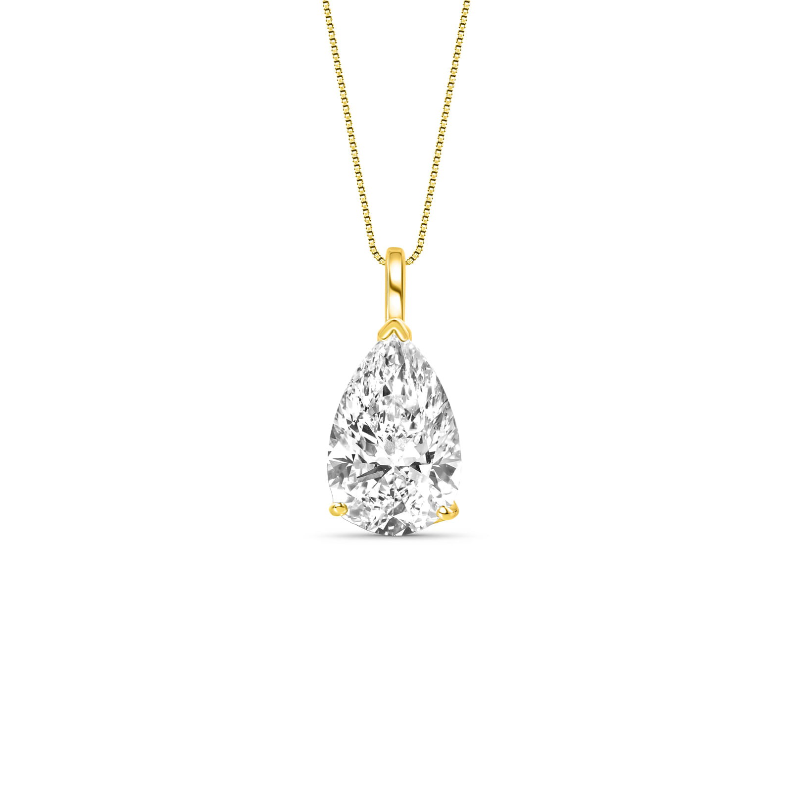 Pingente Solitário Gota Cielo em Ouro Amarelo 18k e Diamante de Laboratório 5ct