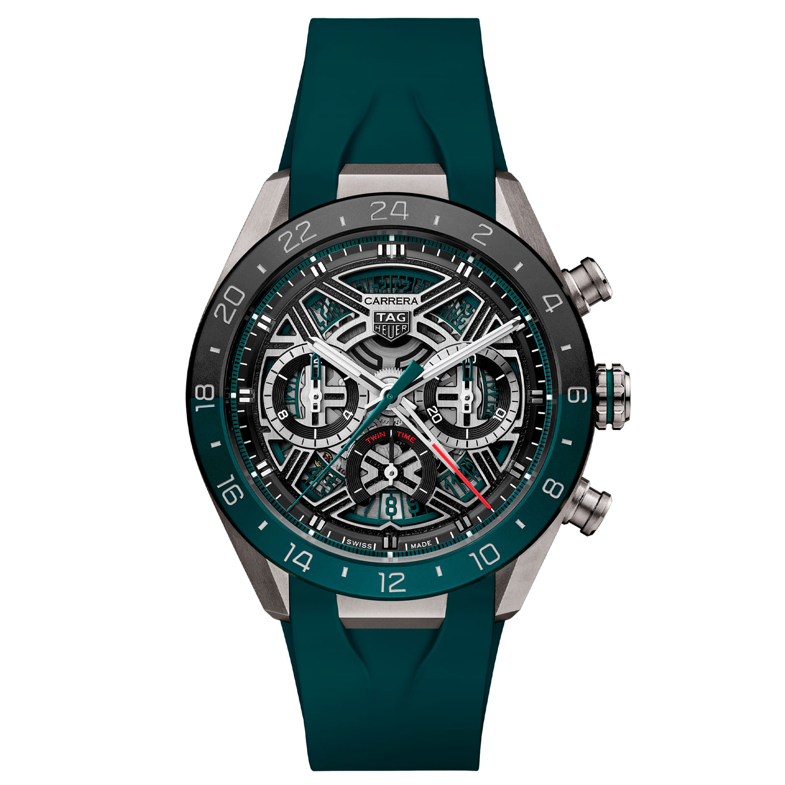 Relógio TAG Heuer Carrera Automático Masculino em Borracha Verde CBU2084.FT6297