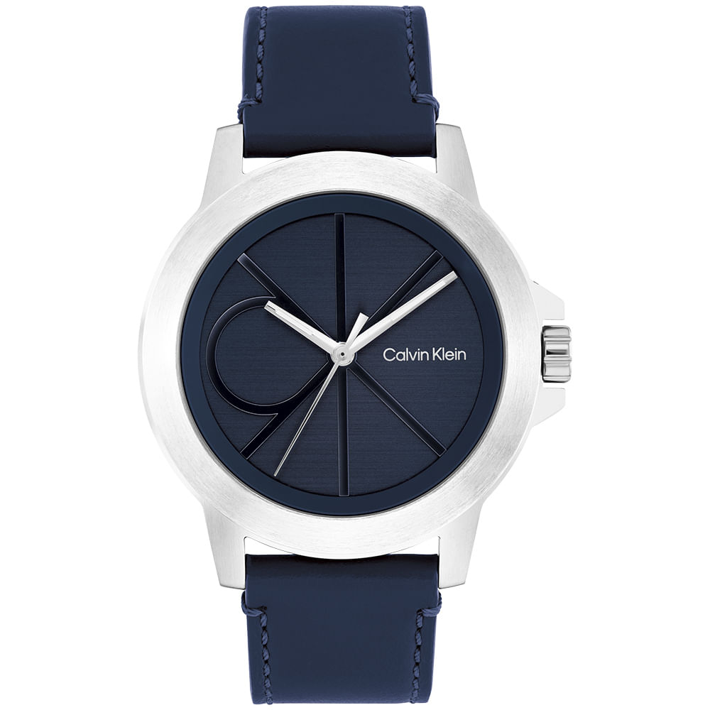 Relógio Calvin Klein Ck Reset Masculino em Couro Azul 25200525