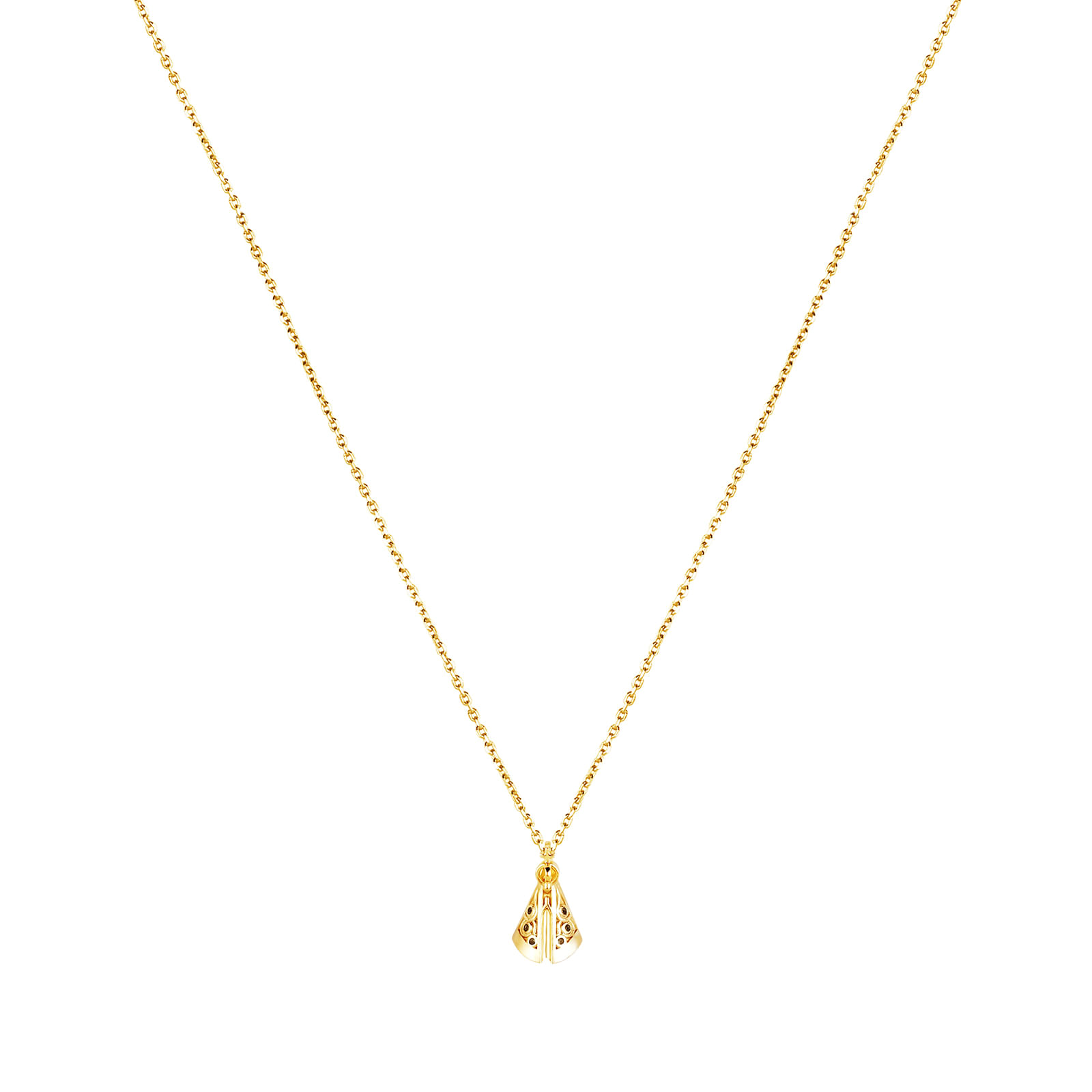 Colar Life Nossa Senhora Religião em Prata 925 com Banho de Ouro Amarelo 18k e Pedras Incolores