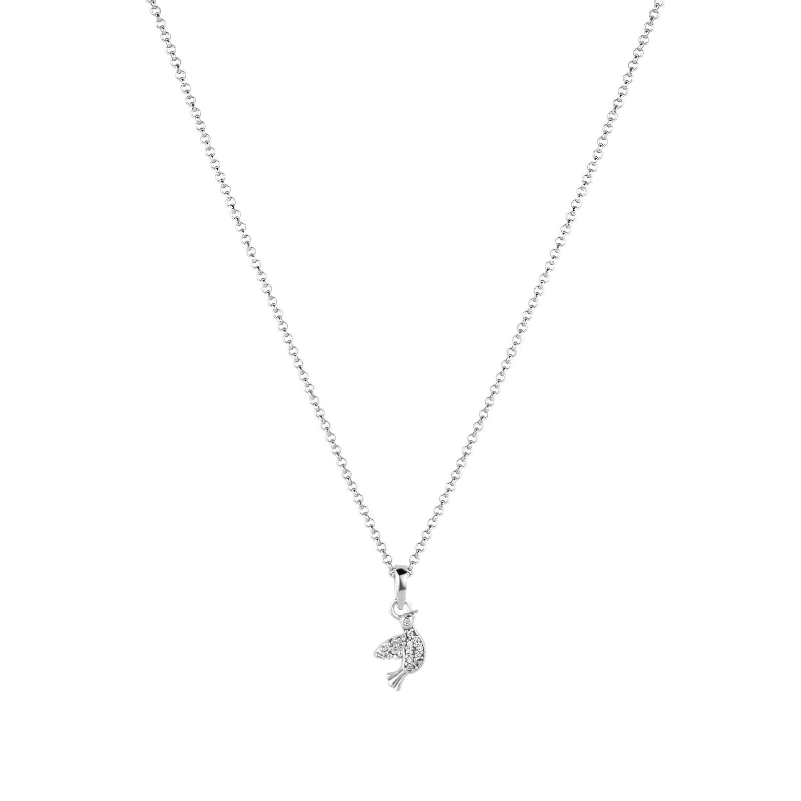 Colar Life Espirito Santo Religião III em Prata 925 com Pedras Incolores