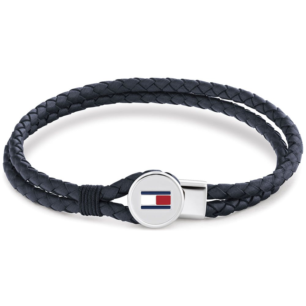Pulseira Tommy Hilfiger Bruce Leather em Couro Azul 2790656S