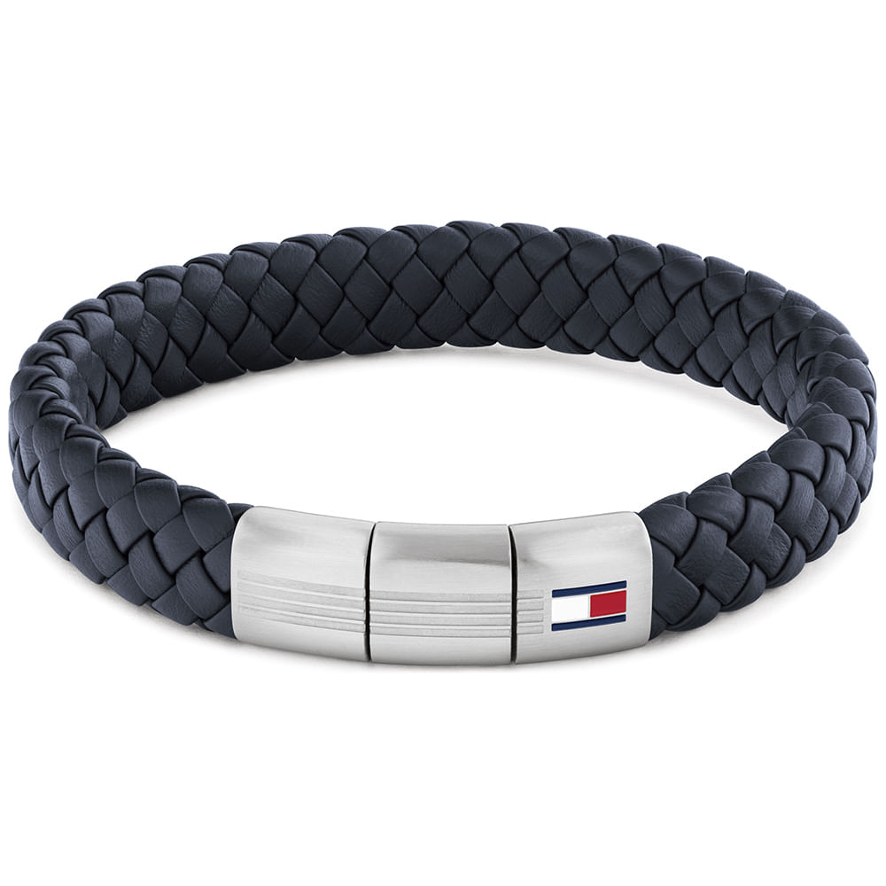 Pulseira Tommy Hilfiger Round Braided em Couro Azul 2790660