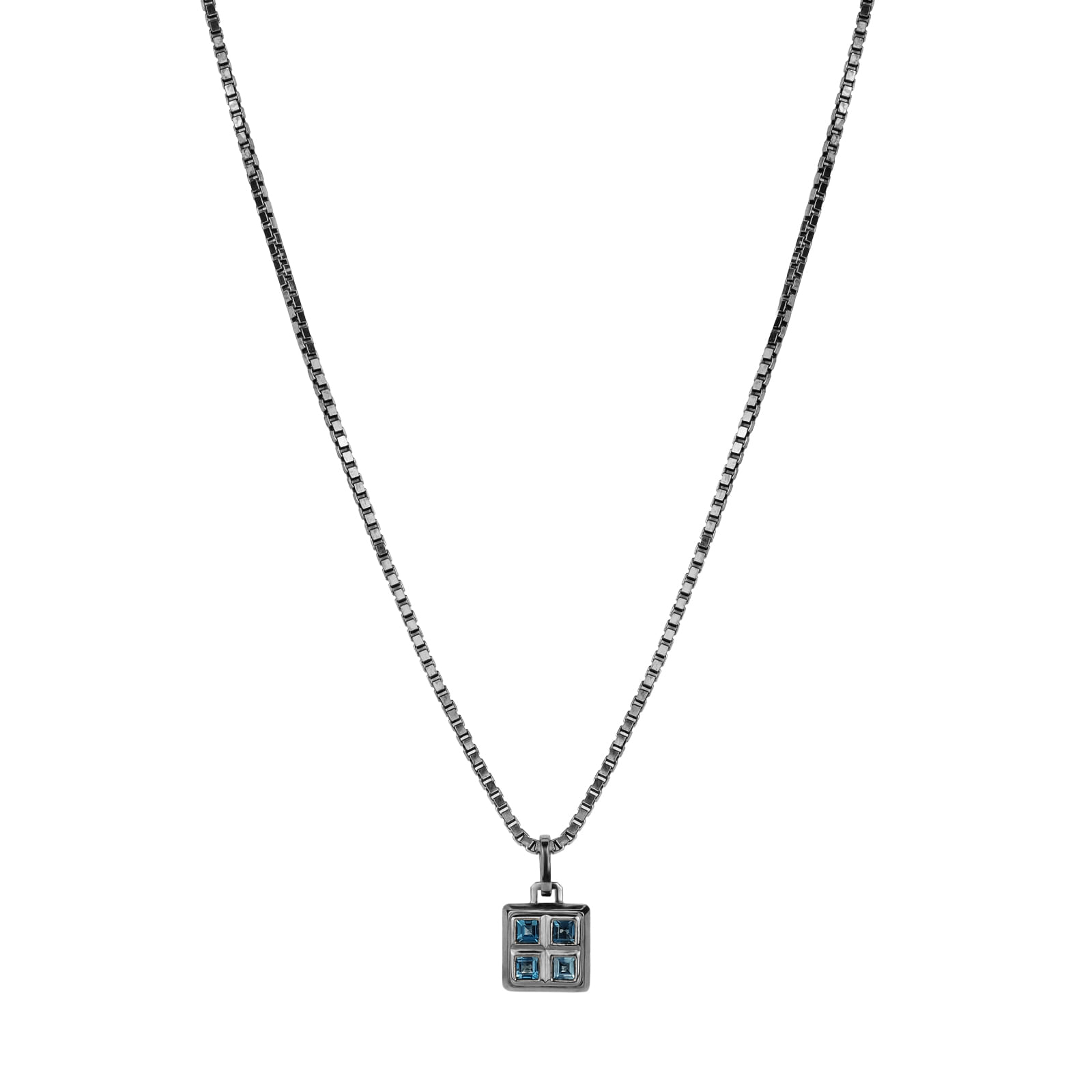 Pingente Edge Man em Prata com Banho de Ródio Negro e Topázio London