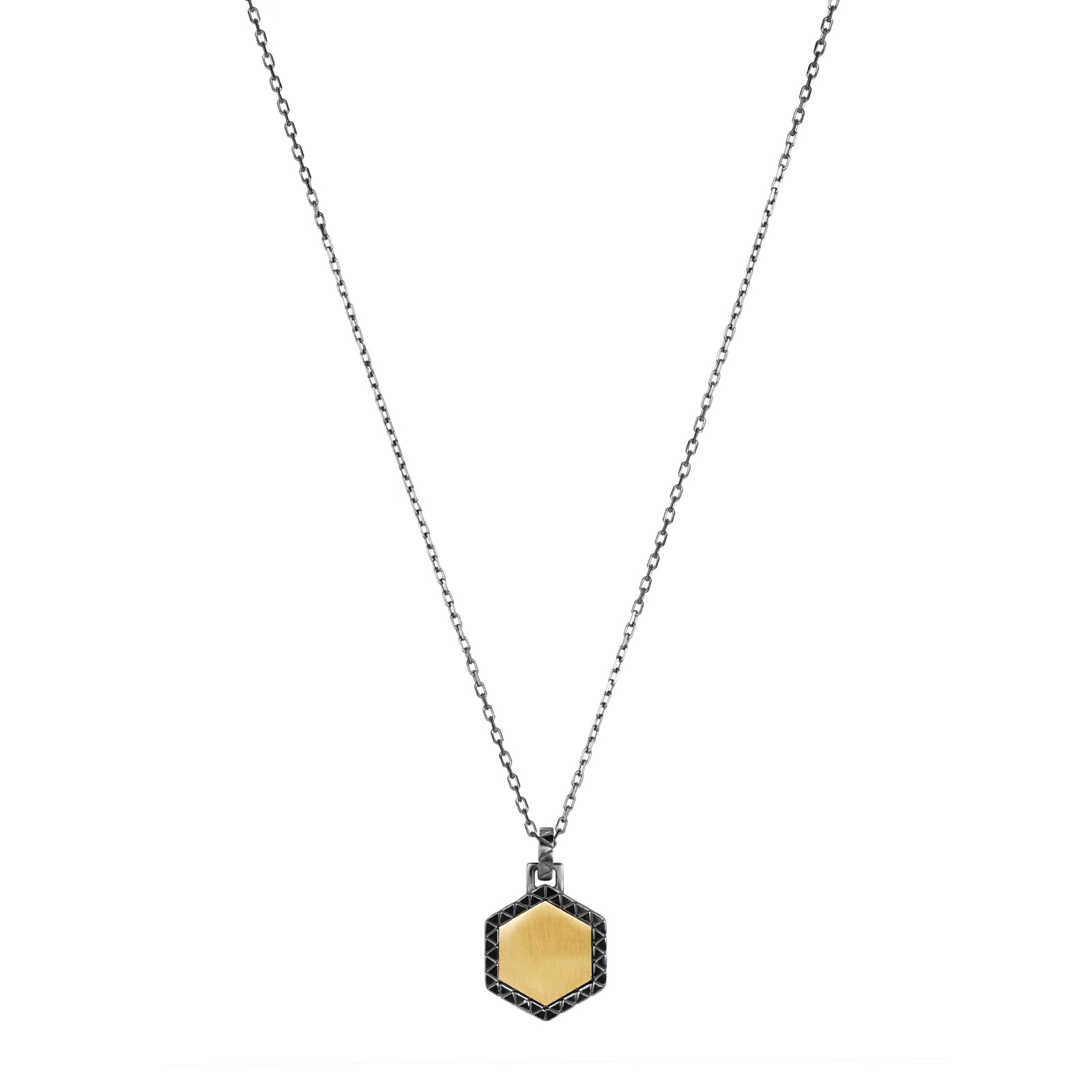 Colar Brave Masculino Personalizável em Ouro Amarelo e Prata com Banho de Ródio Negro