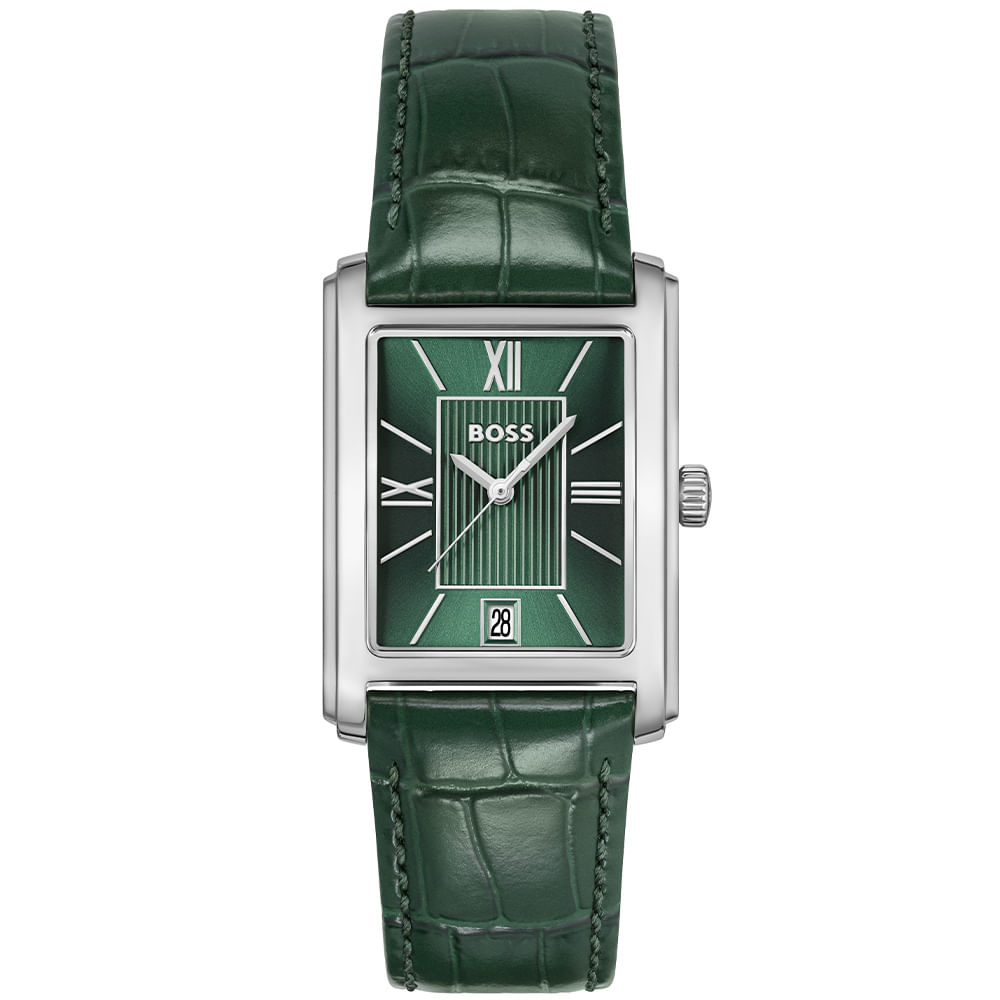 Relógio Hugo Boss Principle Dress Masculino em Couro Verde 1514278