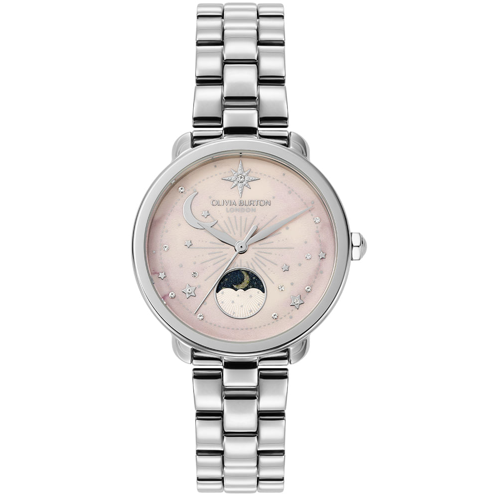 Relógio Olivia Burton Moonphase Feminino em Aço Prateado 24000297