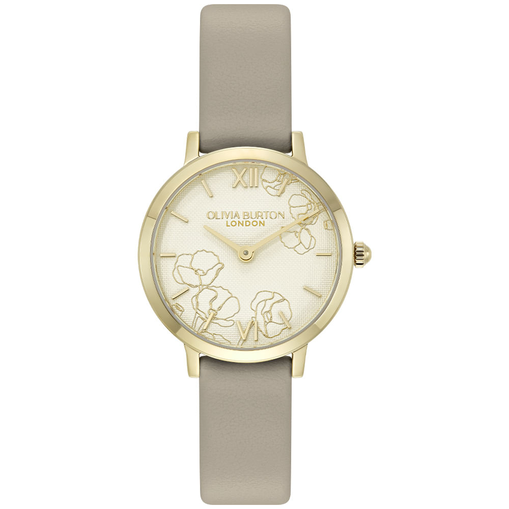 Relógio Olivia Burton Abstract Floral Feminino em Couro Cinza 24000358