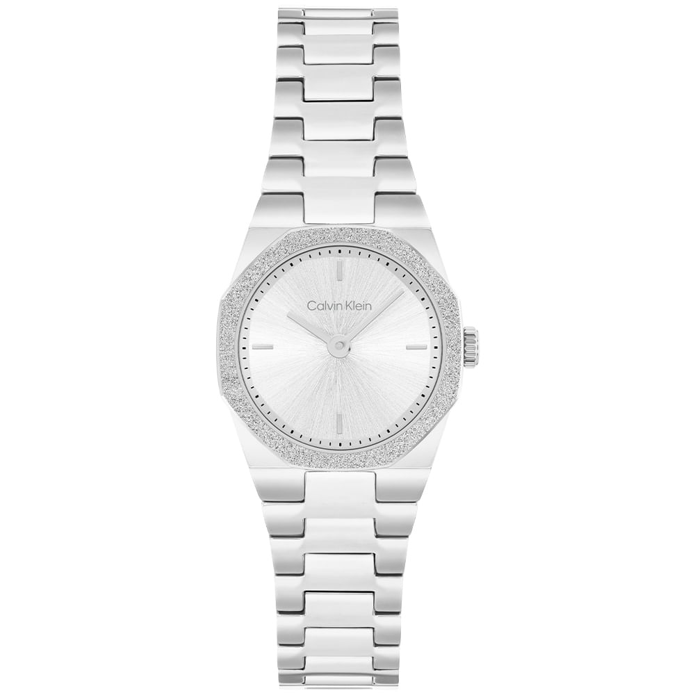Relógio Calvin Klein Geometric Elegance Feminino em Aço Prateado 25100141